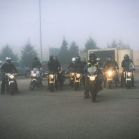 Instructors on a foggy day